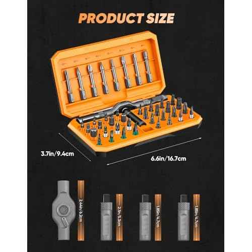 42 in 1 Magnetic Screwdriver Set, Ratcheting Screwdriver Kit,Detachable Multi-Functional Handle & 40pcs in Storage Case for Electronics, Furniture, DIY& Holiday Gifts (Orange)