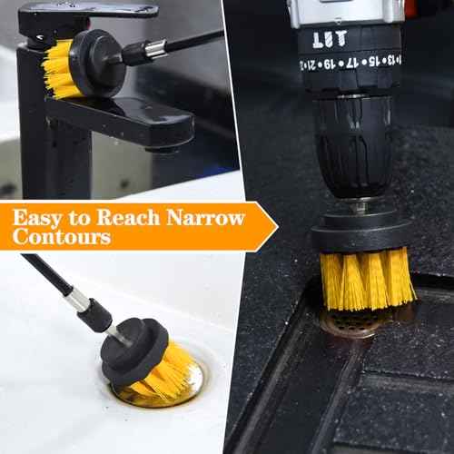 6pcs Drill Brush Attachment Set, for Tile Grout, Bathroom, Kitchen, Car Wheel, Floor, Sink, Corner