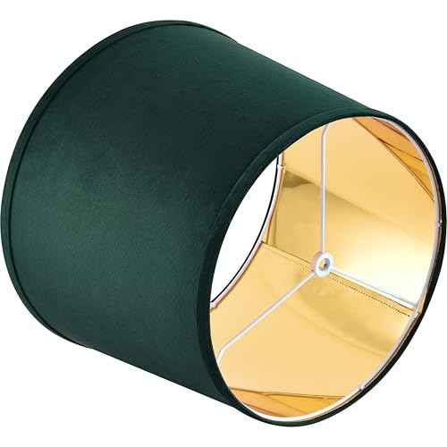 Drum Lamp Shades Large (2 Pack), 14 * 16 * 11 Inch Luxurious Gold Mirror Reflection Modern Farmhouse Lampshades Green for Floor&Table Lamps Replacement Living Room/Bedroom, Required Assembly£¬By GO&SO