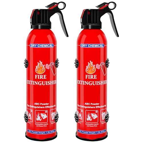 2 Pack ABC Fire Extinguishers for Home & Vehicle, 600ml Dry Chemical Fire Extinguisher with Mounting Bracket ? Ideal for Kitchen, Car, Boat, RV & Business Safety