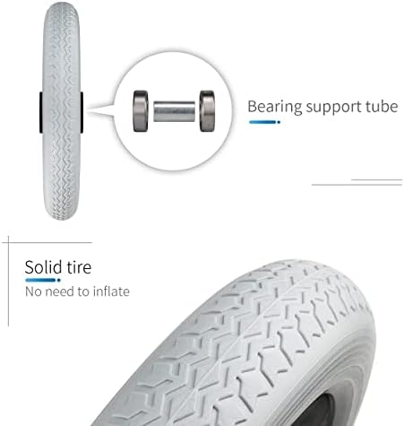 Wheelchair Wheels Assembly (Pair) 12 Inch Rear Wheel 12 1/2 x 2 1/4" Gray Solid Tire Construction, Back Wheel Replacement for Manual Wheelchairs