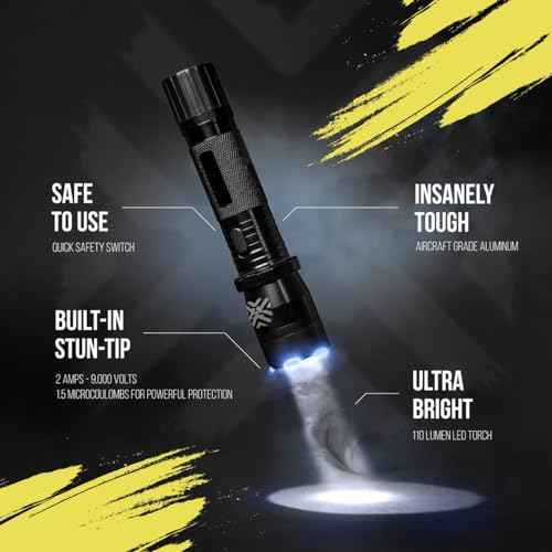 2-in-1 Stun Gun Flashlight | Rechargeable Stun Gun for self Defense Men Women | Shockwave Mini Tactical Stungun | Palm-Sized | 150-Lumen, 9,000 Volts to Deter Attackers