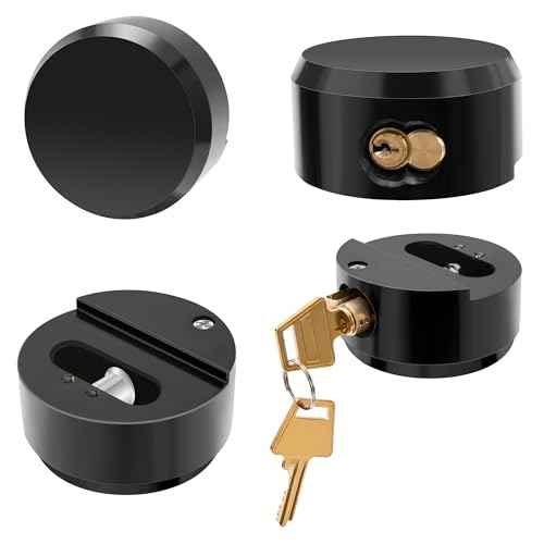 Heavy Duty Hidden Shackle Puck Lock, Hidden Shackle Padlocks Keyed Alike Trailer Puck Padlocks with Enlarged Lock for Vans (Black-2 Piece)