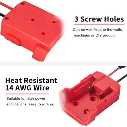 Power Wheel Adapter Set for Milwauke 18V Battery with 14AWG Wire for Robotics, Work Lights, RC Trucks, and RC Toys