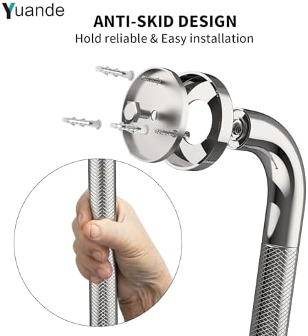 4 Pack 16 Inch Shower Grab Bar, YuanDe Chrome Bathroom Grab Bar Handle w/Anti-Slip Knurled Grip, Stainless Steel Bath Balance Bar,1" Diameter Safety Hand Rail Support,Handicap Injury Elderly Senior