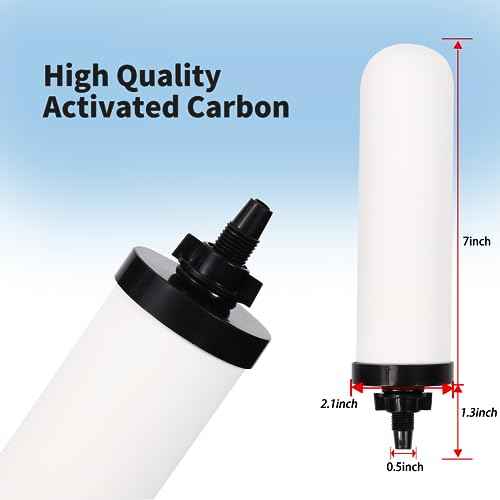 4 PACK 7" Gravity Drinking Water Ceramic Replacement Candle Element Filter with Activated Carbon, 7-Inch Gravity Water Replacement Filter for Basic Gravity Water Filter