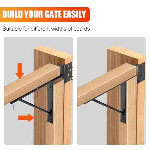 Mofeez Gate Corner Brace Bracket No Sag Kit for Shed Doors Driveway Gates Corral Gates Wood Windows (with Gate Latch 2 Sets)