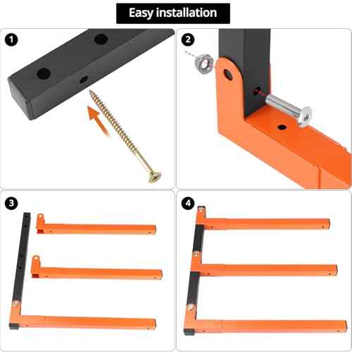 QWORK Wall Mount Wood Organizer and Lumber Storage Metal Rack, 3-Level, 2 Pack, for Workshops & Garages