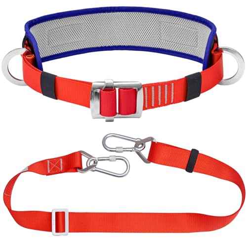 Safety Belt with Padded Waist Pad and Adjustable Lanyard, Safety Lanyard Fall Protection, Ladder Safety Belt, Tree Climbing Belt, Climbing Lanyard Fall Arrest Kit