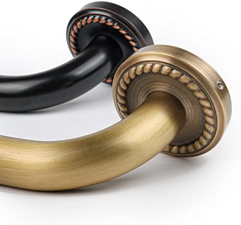 20 Inch Anti Slip Bronze Shower Grab Bar Polished Gold,ZUEXT Antique Brass Bathroom Grab Bar, Knurled Bathroom Balance Bar, Safety Hand Rail Support Handicap Elderly Injury Senior Assist Bath Handle