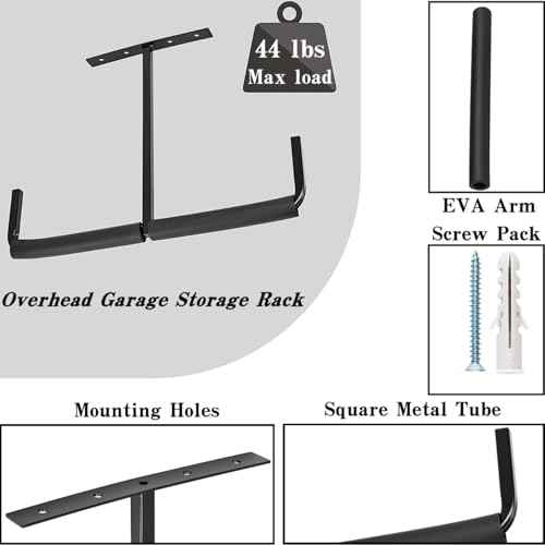 15.7 Inch Heavy Duty Ceiling Storage Racks, Overhead Garage Storage Hook, Utility Hooks for Bike Pipe Ladder Wood and Tool (Black, 4pcs)