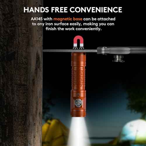 RovyVon AA145 Small Rechargeable EDC Flashlight 800 Lumen Bright Little Light, USB-C & AA Battery Included, Magnetic Tail Cap, Two Way Clip Led Pocket Size Flashlight for Camping,Hiking Emergencies.