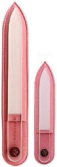 Perfect Formula Glass Nail File (Set of 2) - Crystal Nail Files with Case, Professional Czech Glass Nail File