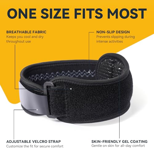 Patellar Tendon Support Strap, Adjustable Knee Support Strap Patella Band for Tendonitis, Sports, Workouts & Daily Knee Pain Relief Men Women, Extended Fit (Larger Knees) XL, 2 Pack