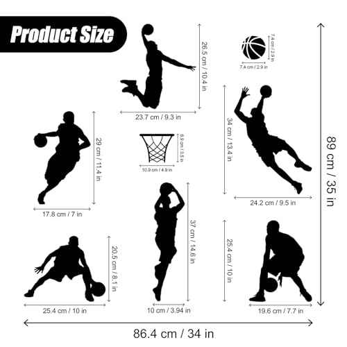 Basketball Wall Decal Large, 3D Basketball Wall Stickers, Self-Adhesive Fathead Window Decor for Teen Boys Bedroom, Living Room, Home, 34x35 Inch