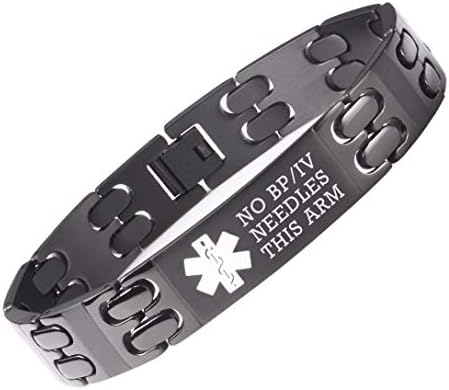 LinnaLove Lymphedema Alert Bracelets no bp/iv/needles this arm Stainless Steel Medical id Bracelets for Women