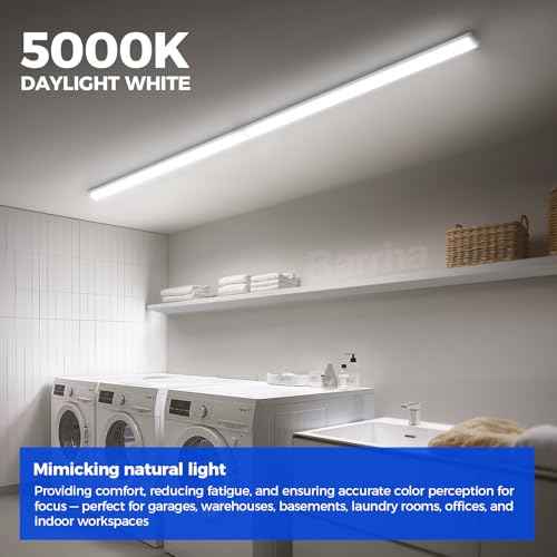 Barrina LED Shop Lights for Workshop 4FT, 5000K Daylight White, 45W, 5000LM, Hidden Wiring, Linkable 4FT Light Fixture Cord with ON/Off, Frosted Cover, LED Ceiling Light for Garage, Kitchen, 2 Packs