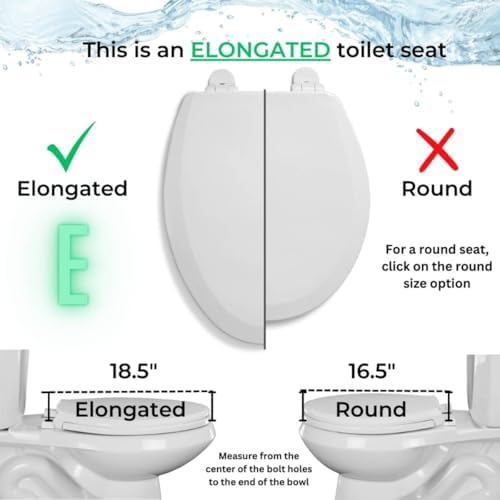 Centoco 3 inch Raised Toilet Seat for Seniors, Elongated, Closed Front with Cover, Plastic, Made in the USA, 3L800STS-001, White
