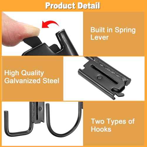 E Track Hooks 10 Pcs Heavy Duty Steel E Track J Hook with Spring Fitting for E or X Rail 2" 4" Trailer Hooks for Cords,Cables E Track Accessories for Enclosed Trailers,Trucks,Garage,Cargo Van (Black)