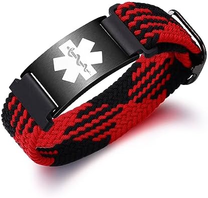 Personalized Sport Medical Alert Bracelets for Women Men - Custom Medical ID Bracelets with Free Engraving - Hook and Loop/Elastic/Stainless Steel/Silicone Watch Wristband Emergency Bracelet