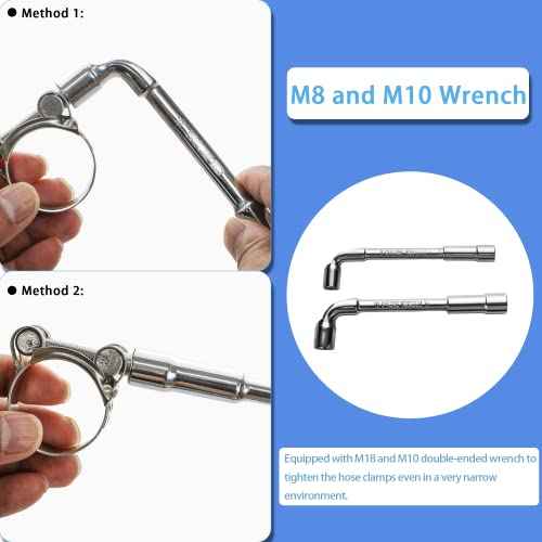 T-bolt Hose Clamps, PEROMI 28pcs 6 Size Heavy Duty Radiator Hose Clamps Assortment Kit-Size Range 17-35mm, 304 Stainless Steel Pipe Tube Clamps
