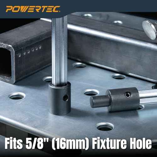 POWERTEC 2PK Welding Clamp with T-Handle ? 8" Max Opening, 4" Throat Depth ? Fits 5/8" (16mm) Welding Table Holes, Heavy-Duty Workbench Screw Clamp for Welding & Fabrication (72244-P2)