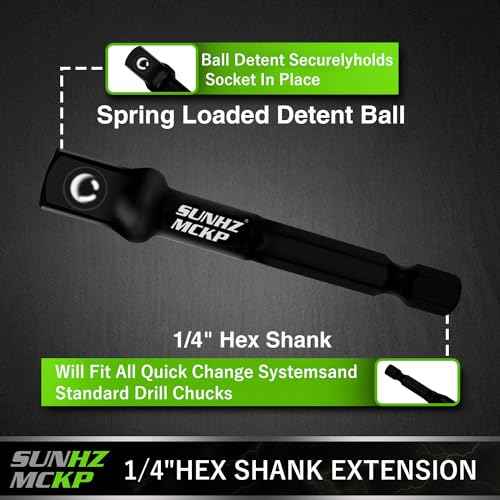 SUNHZMCKP 6-Piece Impact Socket Adapter Set for Drill, 3-Inch & 6-Inch Hex Shank Extension Bit, 1/4" 3/8" 1/2" Drive Socket Adapters with Holder, For Power Drill & Impact Wrench