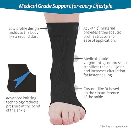 medi Seamless Knit Ankle Support - sprains, rheumatic & osteoarthritis condition Black L