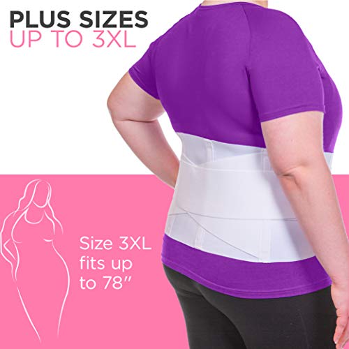 BraceAbility Women's Back Brace for Female Lower Back Pain - Lightweight Soft White Elastic Lumbar Compression Support Belt is Discreet Under Clothes for Ladies, Nurses, Walking (Medium)