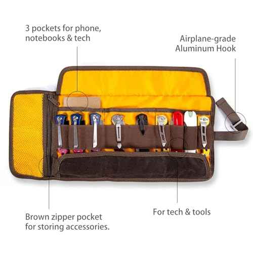 Pocket Knife Display Case | EDC Roll-Up Tool Bag, Folding Knives Roll Bag Organizer for Notebook Lovers | Multi-Pocket with Elastic Loops, Storage knifes Pouch for Camping and Outdoor Use