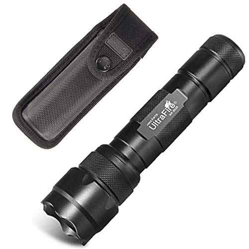 ULTRAFIRE Tactical Flashlight with Holster, 1000 Lumens Single Mode LED Flashlight with Duty Belt Holster, Bright Small EDC Flashlight with Flashlight Carry Case Pouch, WF-502B (Battery Not Included)