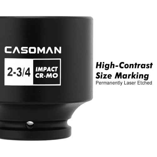 CASOMAN 3/4" Drive x 2-3/4" Shallow Impact Socket, 6-Point, SAE, CR-MO