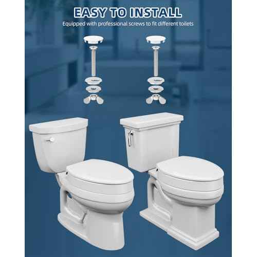 Elongated Toilet seat risers for Seniors, Elevated Soft Close Toilet Seat 3 inch, Heavy Duty, Never Loosen, Elongated Raised Toilet seat bowl (18.5¡±), White