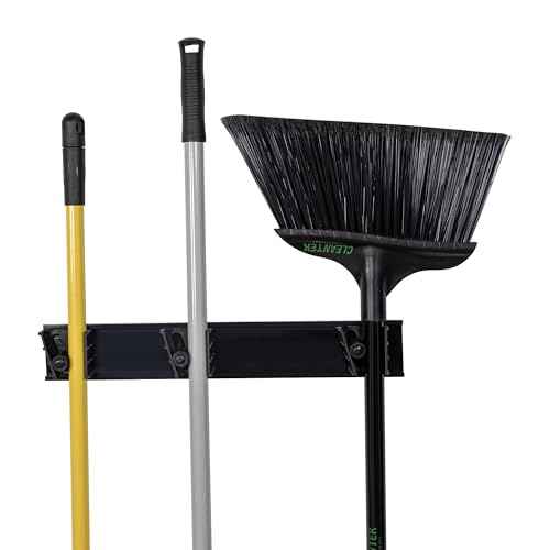 Restaurantware 17.7 Inch Snap-In Design Mop Holder, Black Plastic, 3 Customizable Slots, Screws Included