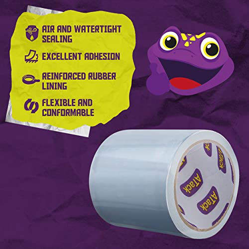 ATack Waterproof Patch and Seal Tape, Clear, 4 Inches x 10 Feet, Water Barrier Tape for Stop Leak Repair on Pipes, Chimney, Roof, Boat, and HVAC