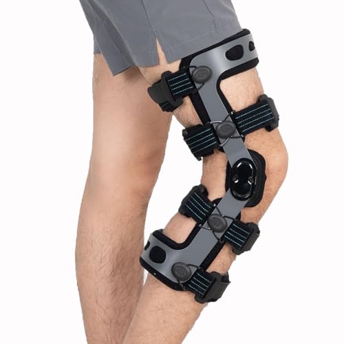 ACL Knee Brace, Functional Knee Support for PCL, MCL, Ligament Sports Injuries, Meniscus Tear, Relief from Knee Joint Pain with Side Stabilizers for Men & Women(XL/Right)