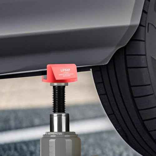 4Pcs Universal Aluminum Grooved Magnetic Jack Pad, Jacking Puck Pinch Weld Frame Rail Adapter, for Car SUV Truck Pickup Sedan MPV Wagon, Change Tire Repair Tires Oil Change Must Have-Red
