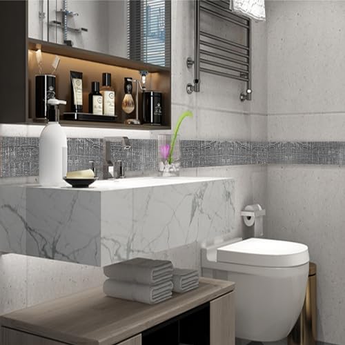 11 Yard Grey Wood Grain Wallpaper Bathroom Mirror Frame Sticker, Various Room Applications, Self-Adhesive Wall Sticker