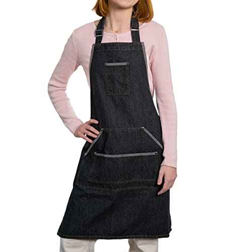 Multipurpose Cross Back Denim Chefs Apron - BBQ, Painting, Garden, Cooking for Men and Women with pockets