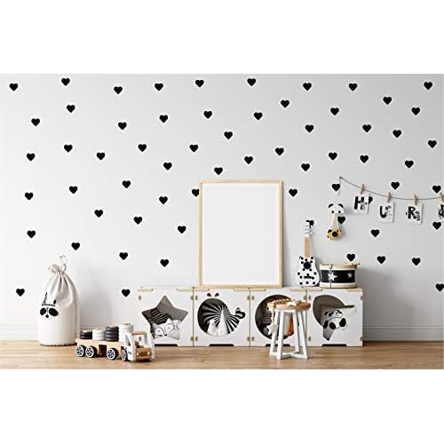 | Heart Shape Decoration Removable Wall Art Vinyl Decal Stickers | (Pack of 80) (Black)