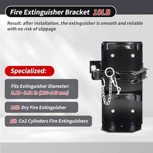 ?????????????? Heavy Duty Fire Extinguisher Bracket, Fire Extinguisher Mount St12 Steel, Fit 10 Lb Dry/5 Lb Co2 Extinguisher for School Vehicle Boat Truck Replace amerex 809, 3-Yr Service