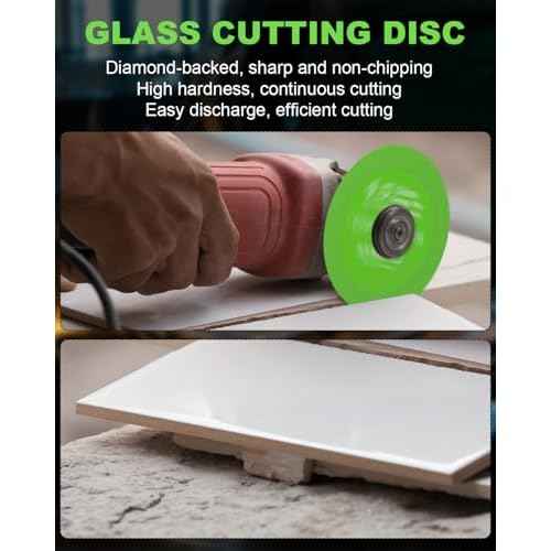 10 Pcs Glass Cutting Disc for Angle Grinder, 4" X 7/8" Tile Cutting Disc, Green Glass Cutters, Ultra-Thin Diamond Saw Blade Wheel for Tile Jade, Crystal, Wine Bottles