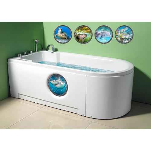 Ocean Animal Wall Decals 11 Inch Porthole Design Set for Nursery/Classroom- Easy Apply & Durable Adhesive (Set of 9)