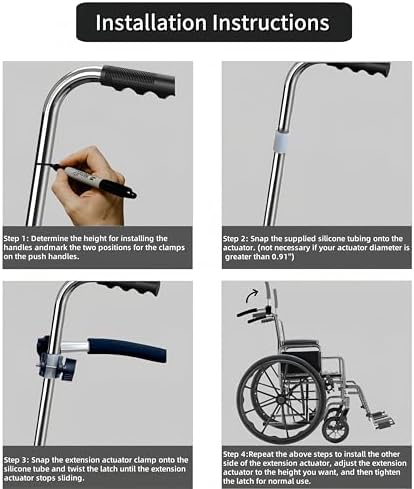 Wheelchair Handle Extenders，Adjustable Stroller Extension Rack，Universal Handlebar Extension Push Bar for Wheel Chair & Indoor Exercise Bike for Adults-2 Pack