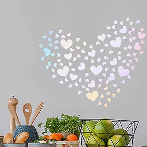 114 Pieces Heart-Shaped Glow in The Dark Stickers Holographic Stickers for Teens Wall Decals Perfect for Bedroom Decor or Party Birthday Gift