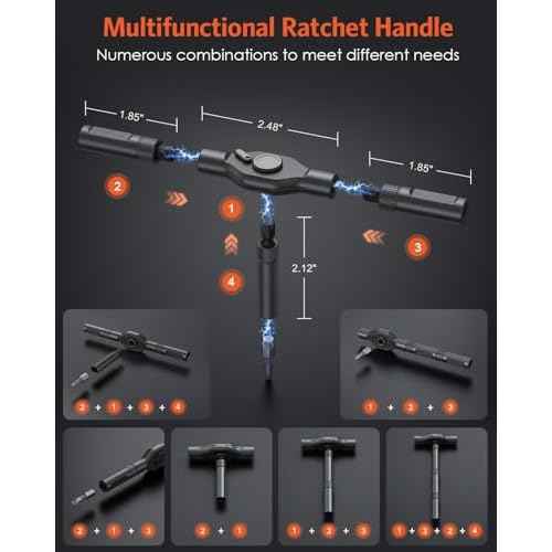 Ratchet Screwdriver Set, 42 in 1 Magnetic Screwdriver Set for Christmas Gifts, DIY Repair Tool Kit with Combination Soft Shaft, 40PCS Magnetic Bits, Metal Pry Bar, Suitable for Furniture