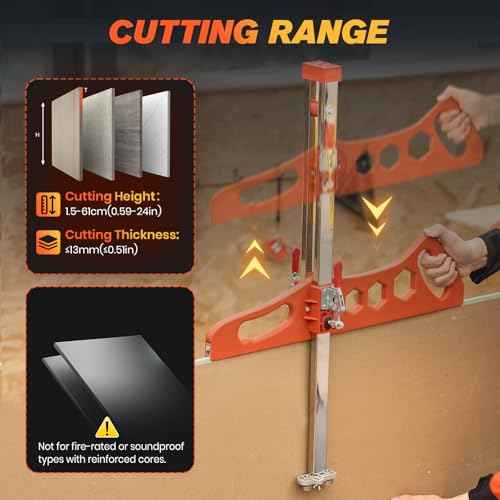 Foldable Drywall Cutting Tool,Cuts 1/4"& 3/8"& 1/2" Boards,Portable Gypsum Board Cutter Laser-Etched Dual Scale for Home Renovation,Drywall Projects with 10pcs Blades (Dual Positioning Red)