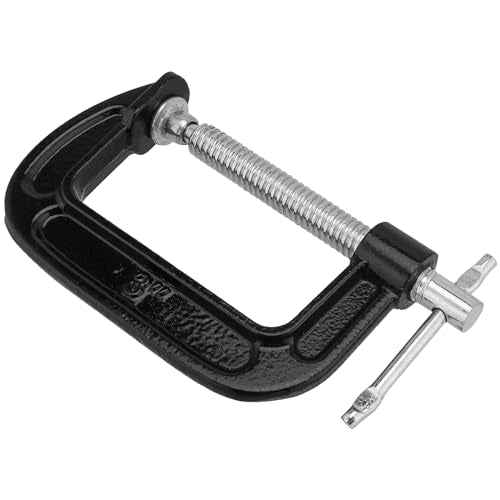 JEUIHAU 4 PCS 3 Inch C Clamp Set, Cast Iron C Clamps, Black Metal Small C Clamp with Sliding T-Handle, 3 Inch Mini G Clamp for Woodworking, Welding, Building, Metal Workpiece