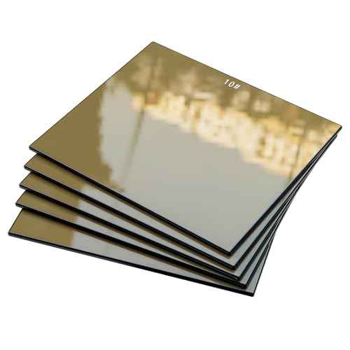 TRQWH 5pcs Welding Glass Lens Shade 10 Gold Hardened Glass Lens 4.5" x 5.25" Welding Hood Darkening Filter