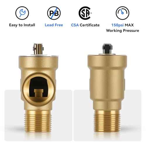Solimeta 3/4 Inch IPS Isolator Tankless Water Heater Service Valve Kit with Pressure Relief Valve, Lead-Free Brass